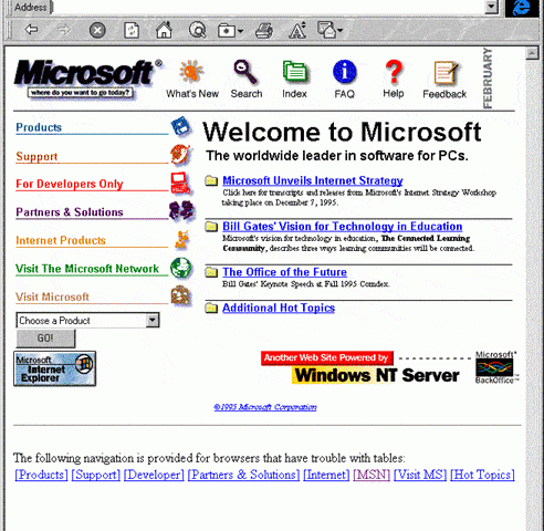 microsoft's first website