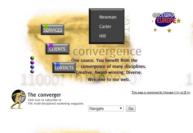 webheads at 25 newman carter hill website screenshot from 1995 webheads design